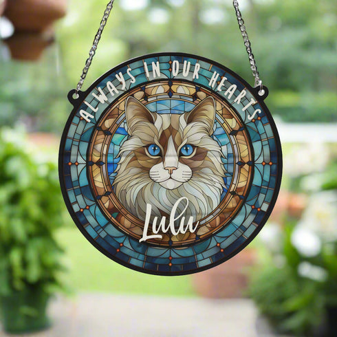 Cat Ragdoll Memorial Stained Glass Effect Suncatcher